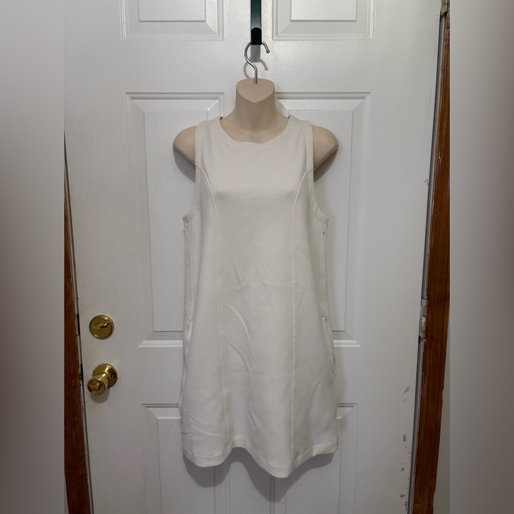 YPB Sleeveless Mini Dress in White with Clean A-Line Silhouette